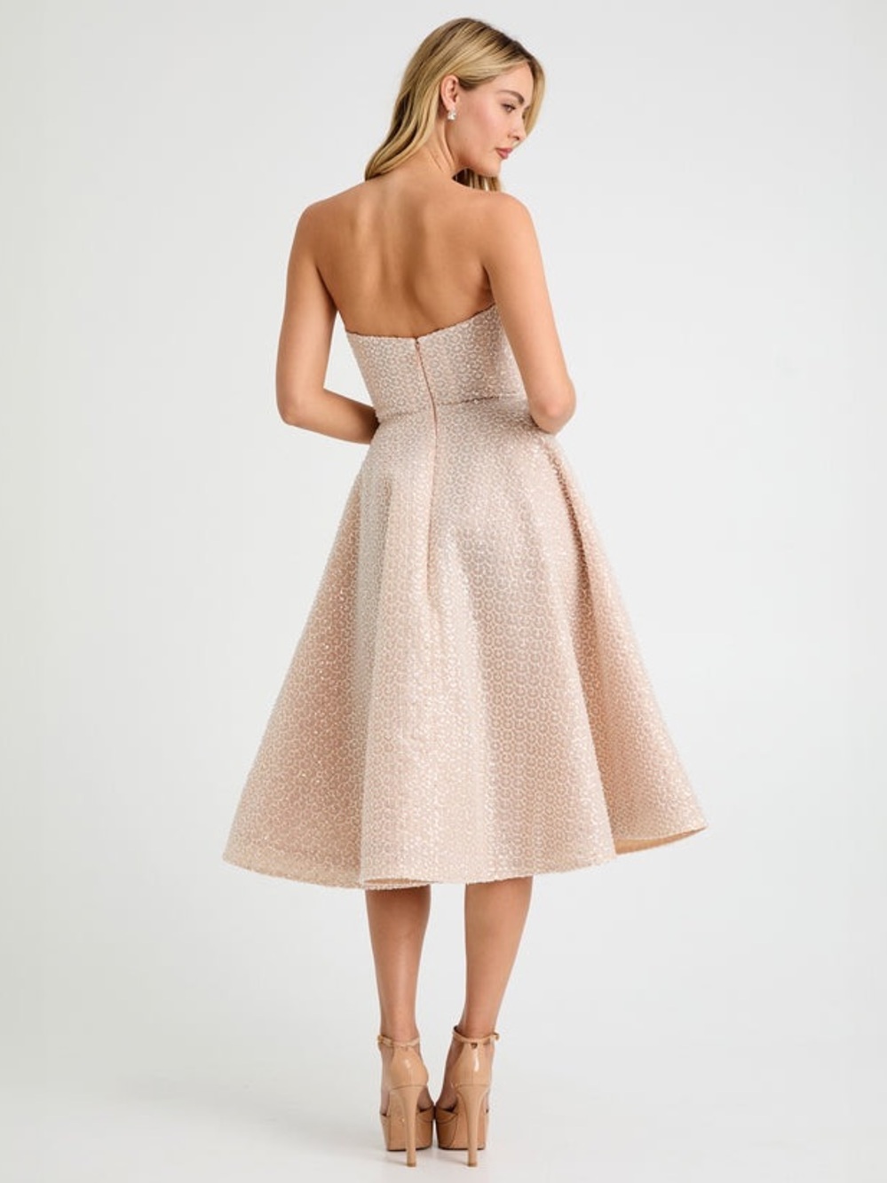 Helsi Vivi Strapless Beaded Midi Sheath Midi Dress in Ivory White Size XS NWT - Picture 4 of 9